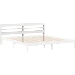 vidaXL Cabecero de cama con estantes madera maciza pino 200 cm Blanco Clearance