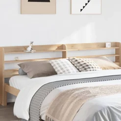 vidaXL Camas Y Accesorios-Cabecero de cama con estantes madera maciza de pino 200 cm