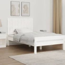 vidaXL Cabecero de cama de pared madera maciza pino 108x3x60 cm Blanco Online