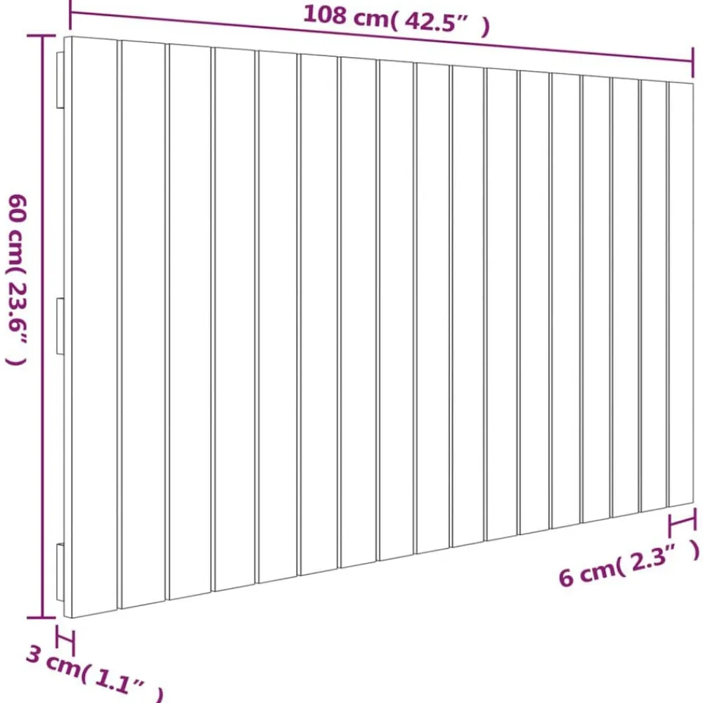 vidaXL Cabecero de cama de pared madera maciza pino 108x3x60 cm Blanco Online