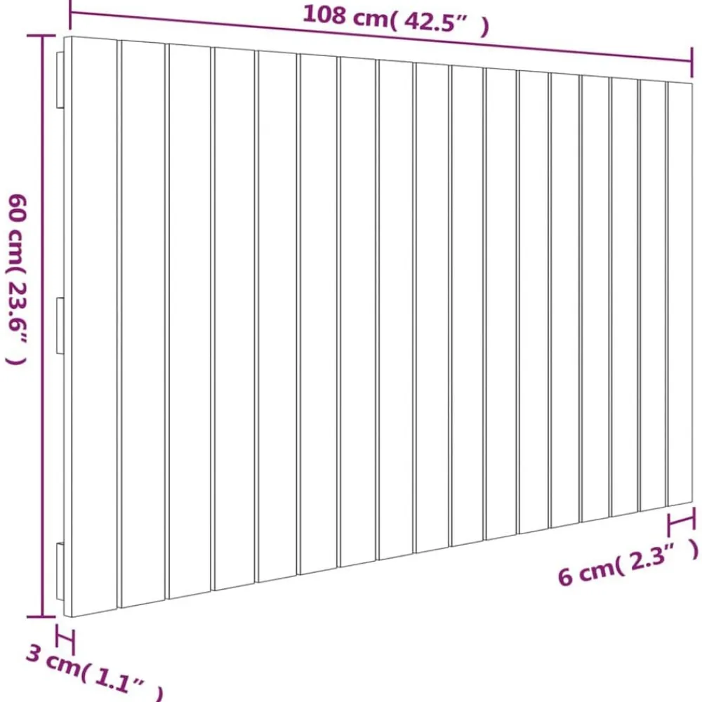 vidaXL Cabecero de cama de pared madera maciza de pino 108x3x60 cm Natural Outlet