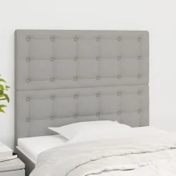 vidaXL Cabecero de cama 80x5x118/128 cm Tela Gris claro