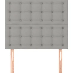 vidaXL Cabecero de cama 80x5x118/128 cm Tela Gris claro