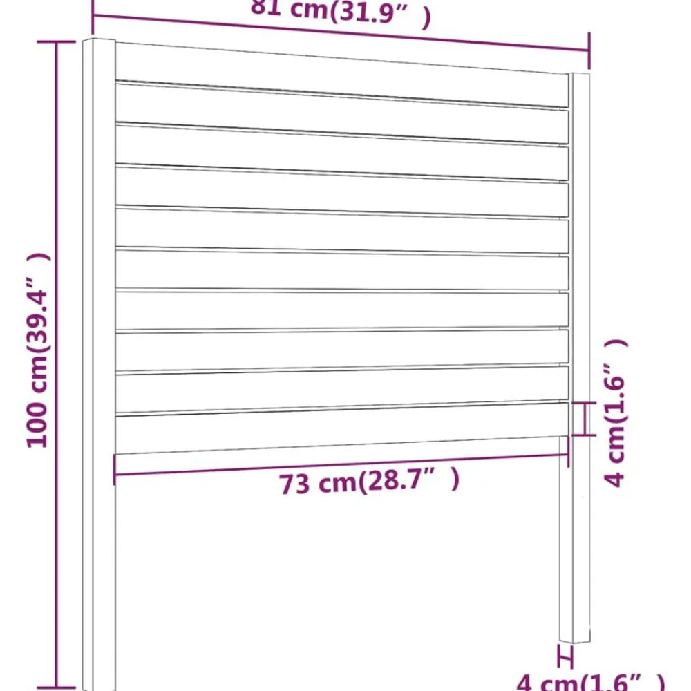 vidaXL Camas Y Accesorios-Cabecero de cama madera maciza de pino 81x4x100 cm