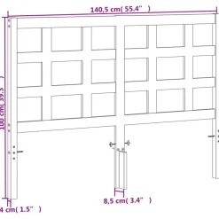 vidaXL Camas Y Accesorios-Cabecero de cama madera maciza de pino marrón cera 135 cm