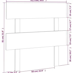 vidaXL Cabecero de cama madera maciza de pino 93,5x3x81 cm Gris
