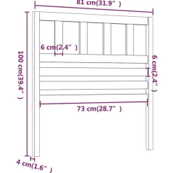 vidaXL Cabecero de cama madera maciza de pino marrón miel 81x4x100 cm Marrón miel Clearance