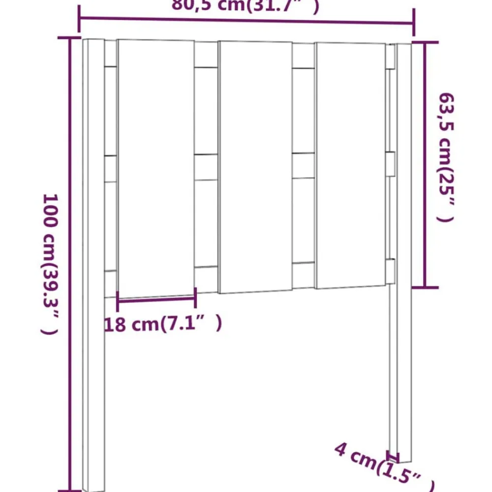 vidaXL Camas Y Accesorios-Cabecero de cama madera maciza de pino 80,5x4x100 cm