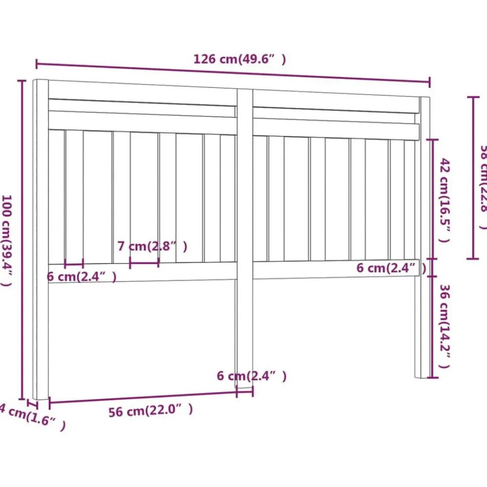 vidaXL Cabecero de cama madera maciza de pino marrón miel 126x4x100 cm Marrón miel Online