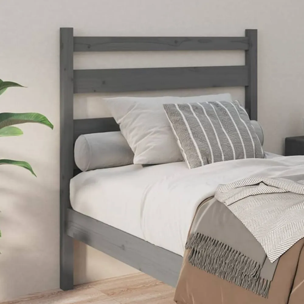 vidaXL Cabecero de cama madera maciza de pino 96x4x100 cm Gris