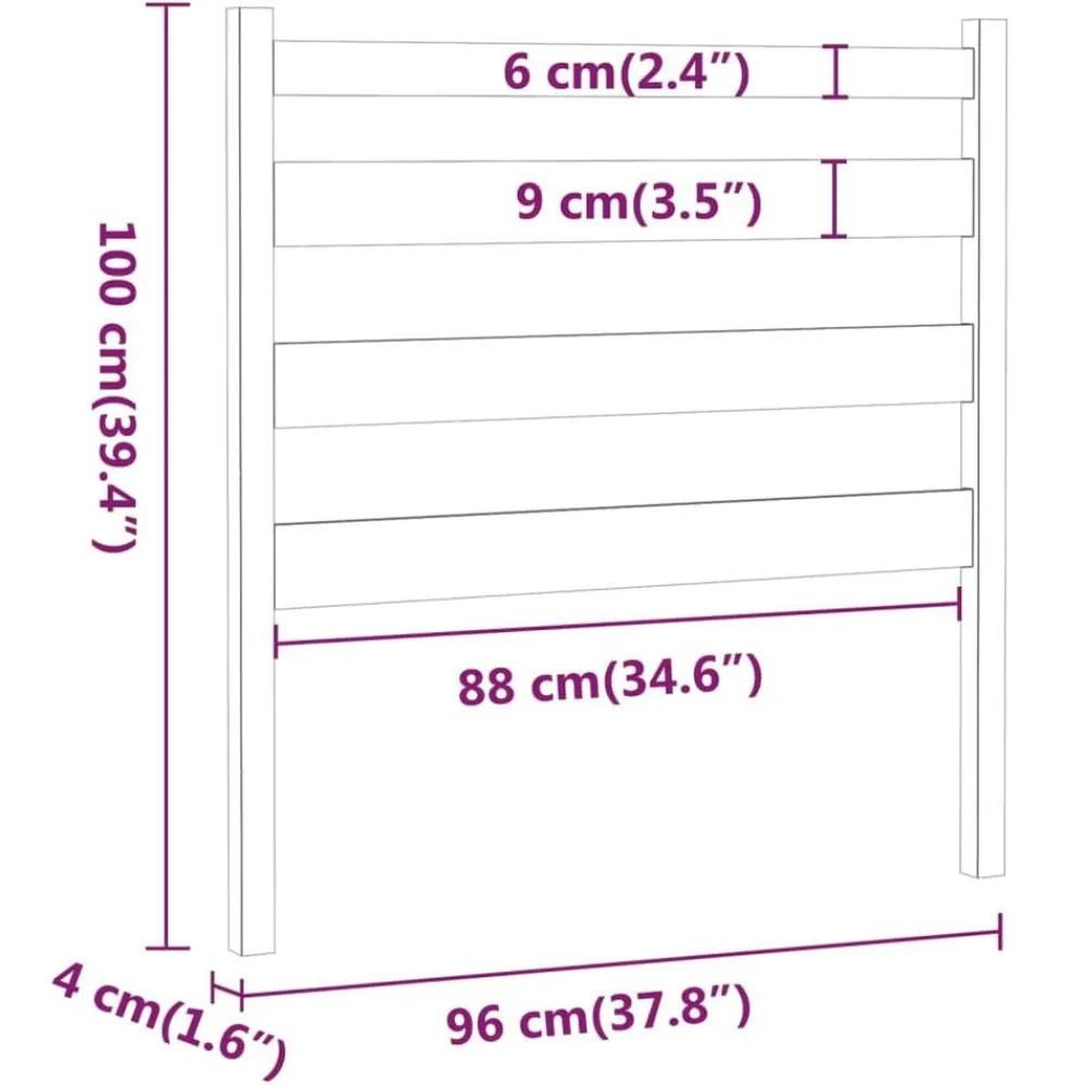 vidaXL Cabecero de cama madera maciza de pino 96x4x100 cm Gris
