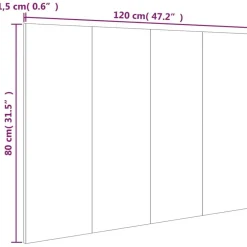 vidaXL Cabecero de cama madera contrachapada gris 120x1,5x80 cm Gris hormig&oacute;n New
