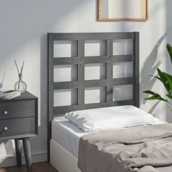 vidaXL Cabecero de cama madera maciza de pino 80,5x4x100 cm Gris Outlet