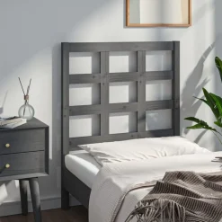 vidaXL Cabecero de cama madera maciza de pino 80,5x4x100 cm Gris Outlet