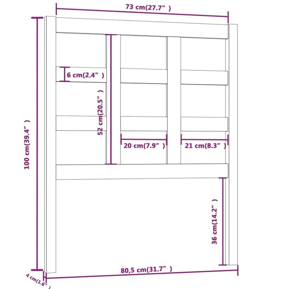 vidaXL Cabecero de cama madera maciza de pino 80,5x4x100 cm Gris Outlet