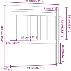 vidaXL Camas Y Accesorios-Cabecero de cama madera maciza de pino 81x4x100 cm