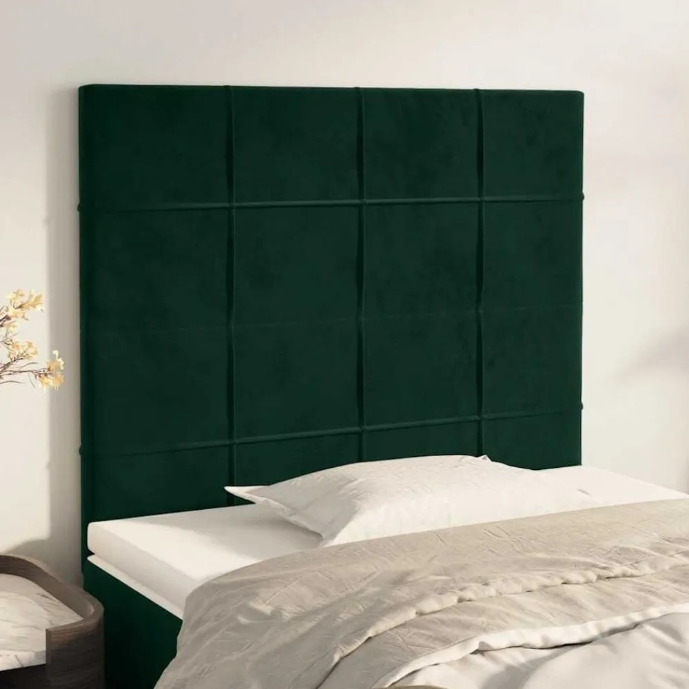 vidaXL Cabecero de cama 80x5x118/128 cm Terciopelo Verde oscuro Online