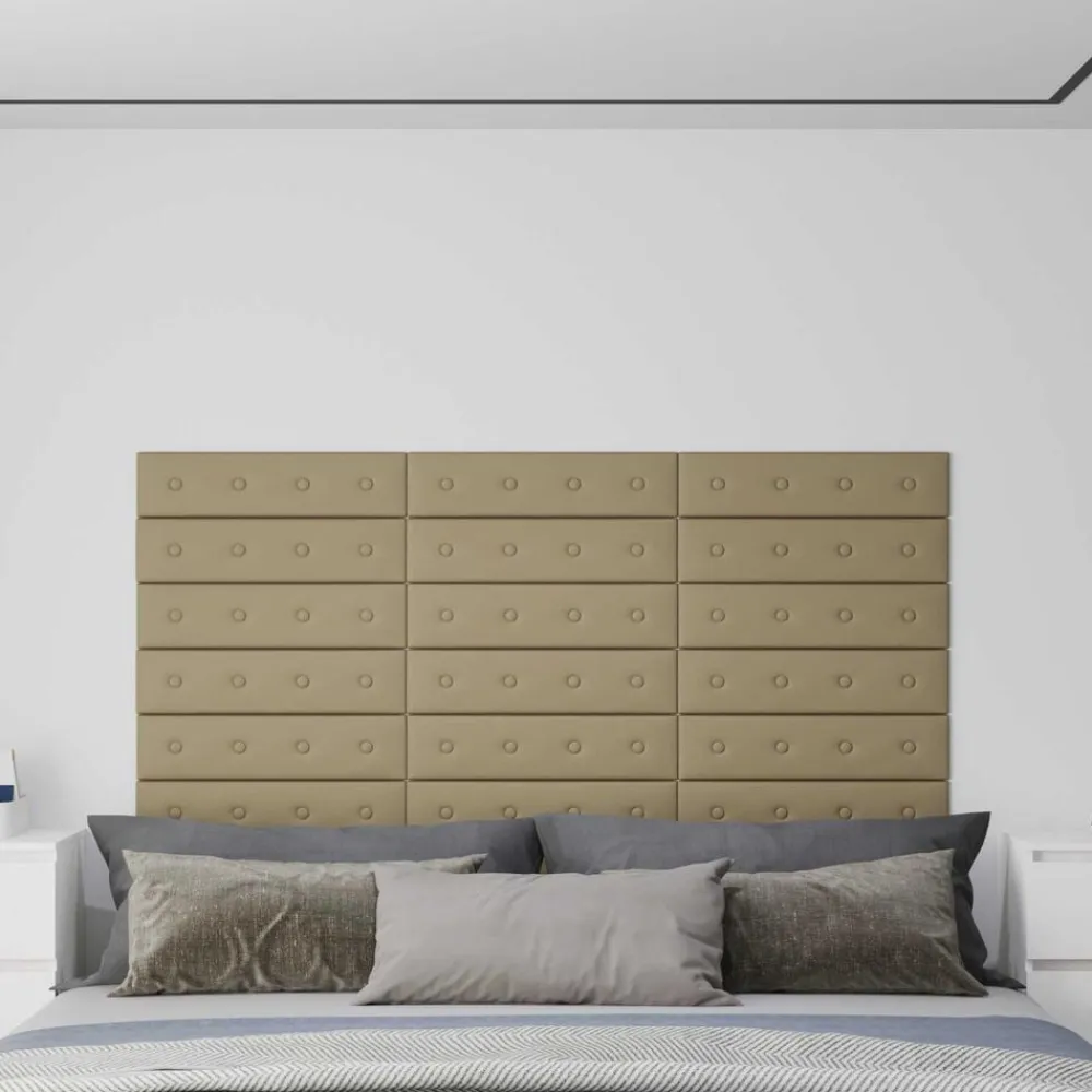 vidaXL Materiales De Construcción-Cabecero de Pared 12 pcs 60 x 15 cm Cuero sintético