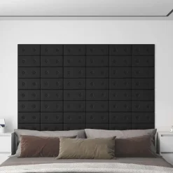 vidaXL Materiales De Construcción-Cabecero de Pared 12 pcs 30 x 15 cm Cuero sintético