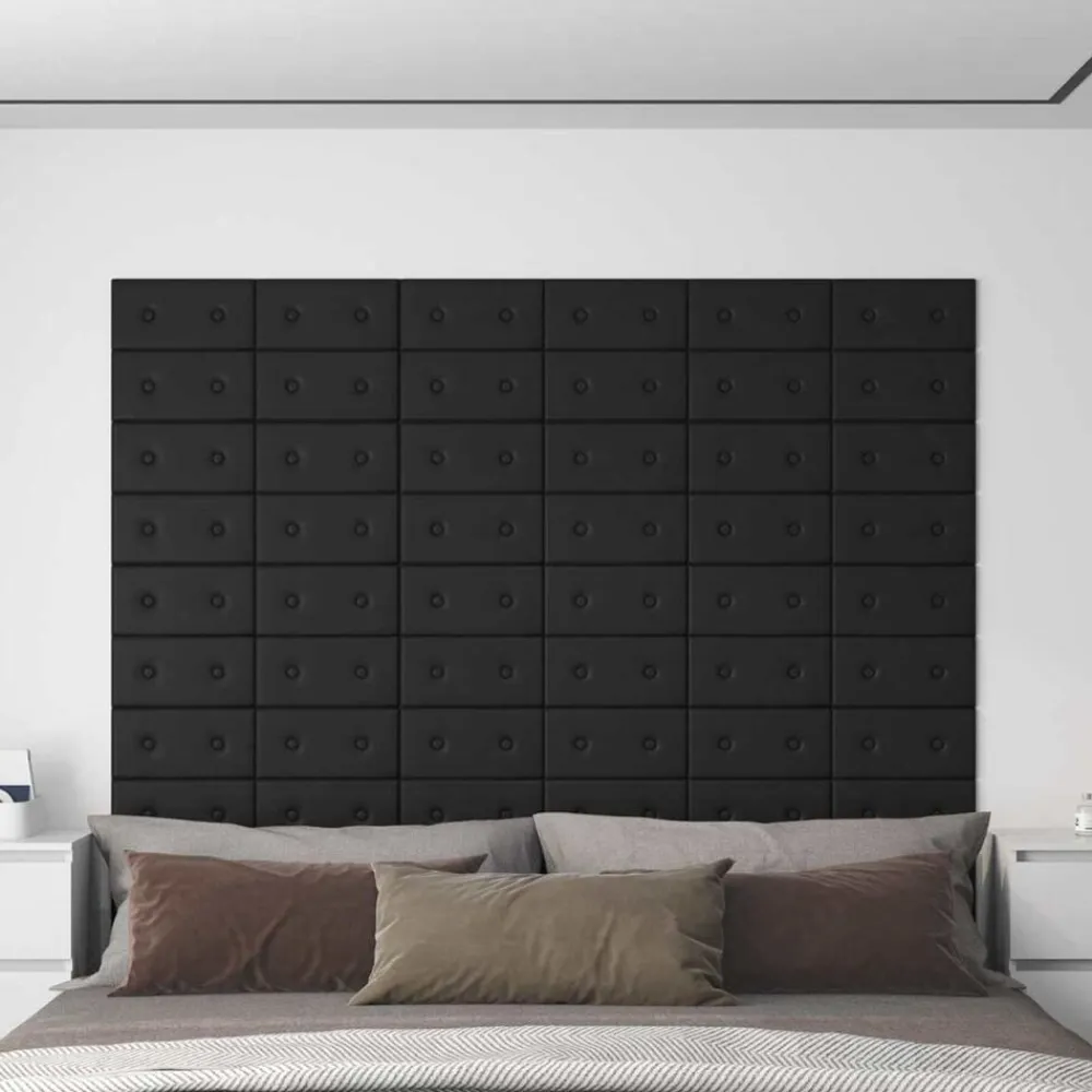 vidaXL Materiales De Construcción-Cabecero de Pared 12 pcs 30 x 15 cm Cuero sintético