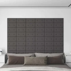 vidaXL Materiales De Construcción-Cabecero de Pared 12 pcs 30 x 15 cm Cuero sintético
