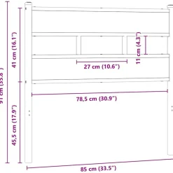vidaXL Camas Y Accesorios-Cabecero de repuesto de hierro y madera de ingeniería 80 cm