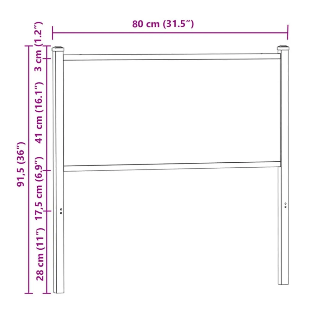 vidaXL Cabecero de repuesto de madera de ingeniería y acero 75 cm Roble ahumado Best