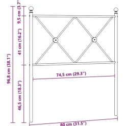 vidaXL Camas Y Accesorios-Cabecero de repuesto de metal 75 cm