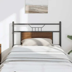 vidaXL Cabecero de repuesto de madera de ingeniería y acero marrón roble 75 cm Marr&oacute;n roble Best
