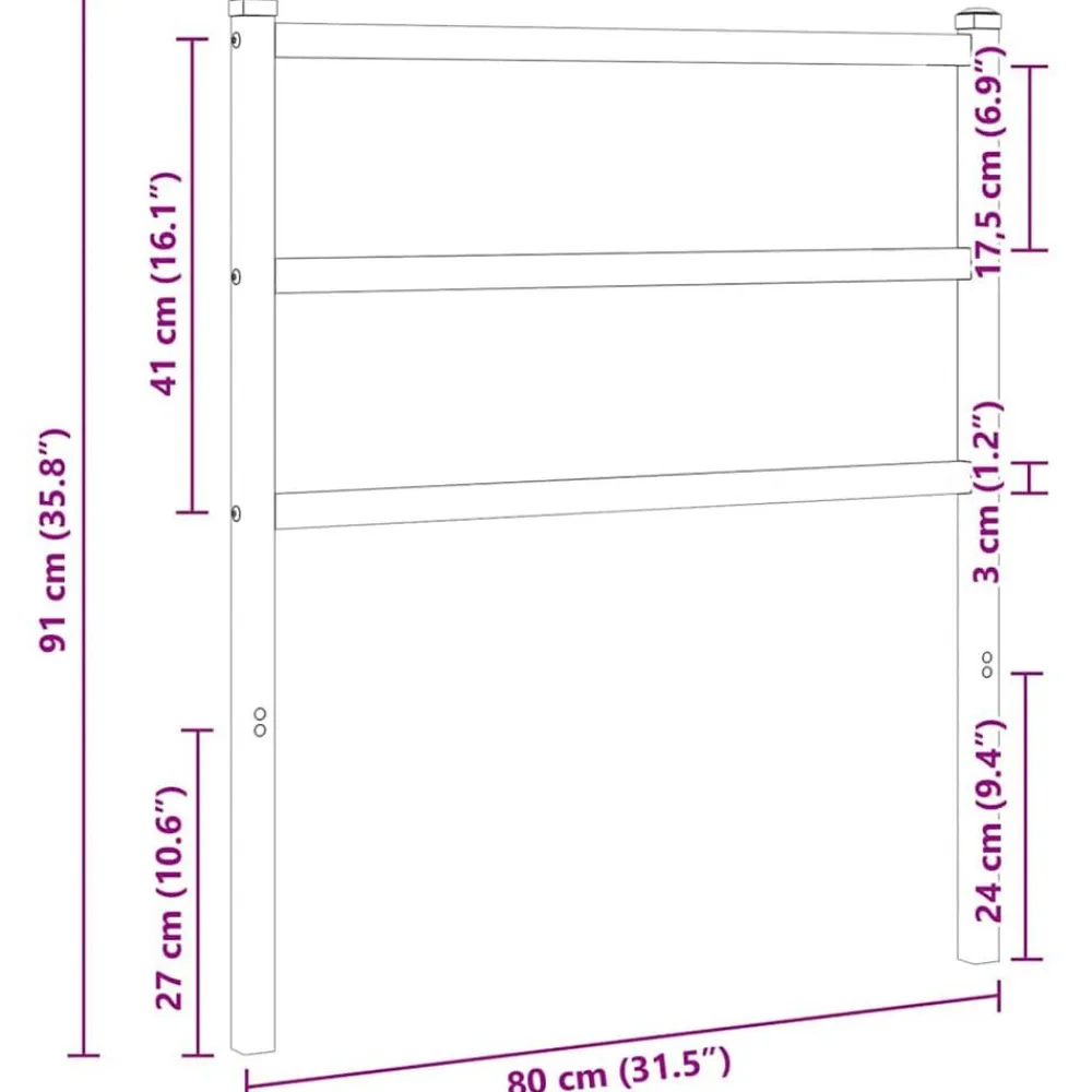 vidaXL Camas Y Accesorios-Cabecero de repuesto de metal 75 cm