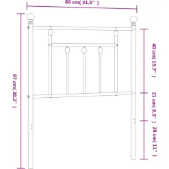 vidaXL Camas Y Accesorios-Cabecero de repuesto de metal 75 cm