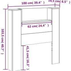 vidaXL Camas Y Accesorios-Cabecero 100 x 16,5 x 103,5 cm Madera de ingeniería