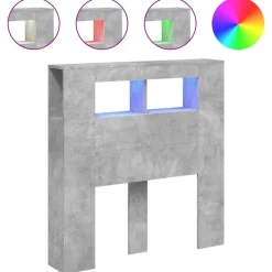 vidaXL Camas Y Accesorios-Cabecero LED madera ingeniería gris hormigón 100x18,5x103,5 cm