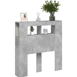 vidaXL Camas Y Accesorios-Cabecero LED madera ingeniería gris hormigón 100x18,5x103,5 cm