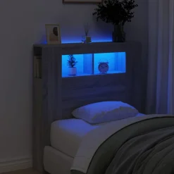vidaXL Camas Y Accesorios-Cabecero LED madera ingeniería 100x18,5x103,5 cm