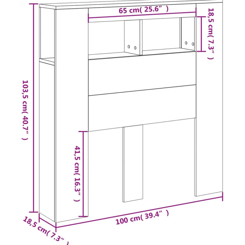 vidaXL Camas Y Accesorios-Cabecero LED madera ingeniería 100x18,5x103,5 cm