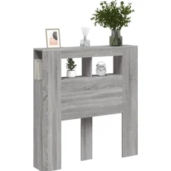 vidaXL Camas Y Accesorios-Cabecero LED madera ingeniería 100x18,5x103,5 cm