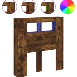 vidaXL Cabecero LED madera ingeniería 100x18,5x103,5 cm Roble ahumado Hot