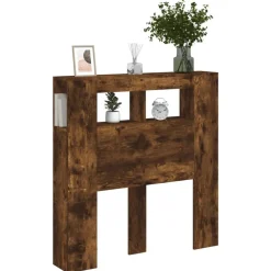 vidaXL Cabecero LED madera ingeniería 100x18,5x103,5 cm Roble ahumado Hot