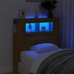 vidaXL Cabecero LED madera ingeniería 100x18,5x103,5 cm Roble artisan Sale