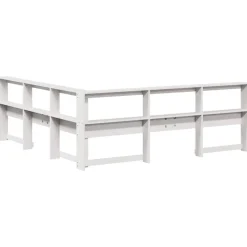 vidaXL Camas Y Accesorios-Cabecero librería en forma de L madera maciza pino 200cm