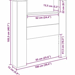 vidaXL Camas Y Accesorios-Cabecero Madera vieja 100 x 15 x 103,5 cm Madera de ingeniería