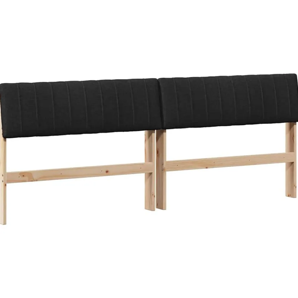 vidaXL Camas Y Accesorios-Cabecero tapizado Negro 200 cm Madera de pino macizo