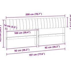 vidaXL Camas Y Accesorios-Cabecero tapizado Negro 200 cm Madera de pino macizo