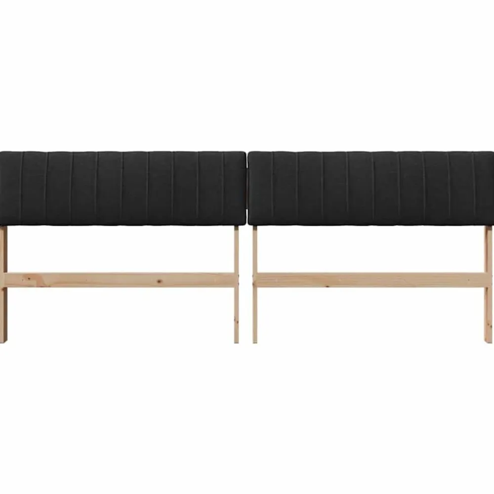 vidaXL Camas Y Accesorios-Cabecero tapizado Negro 200 cm Madera de pino macizo
