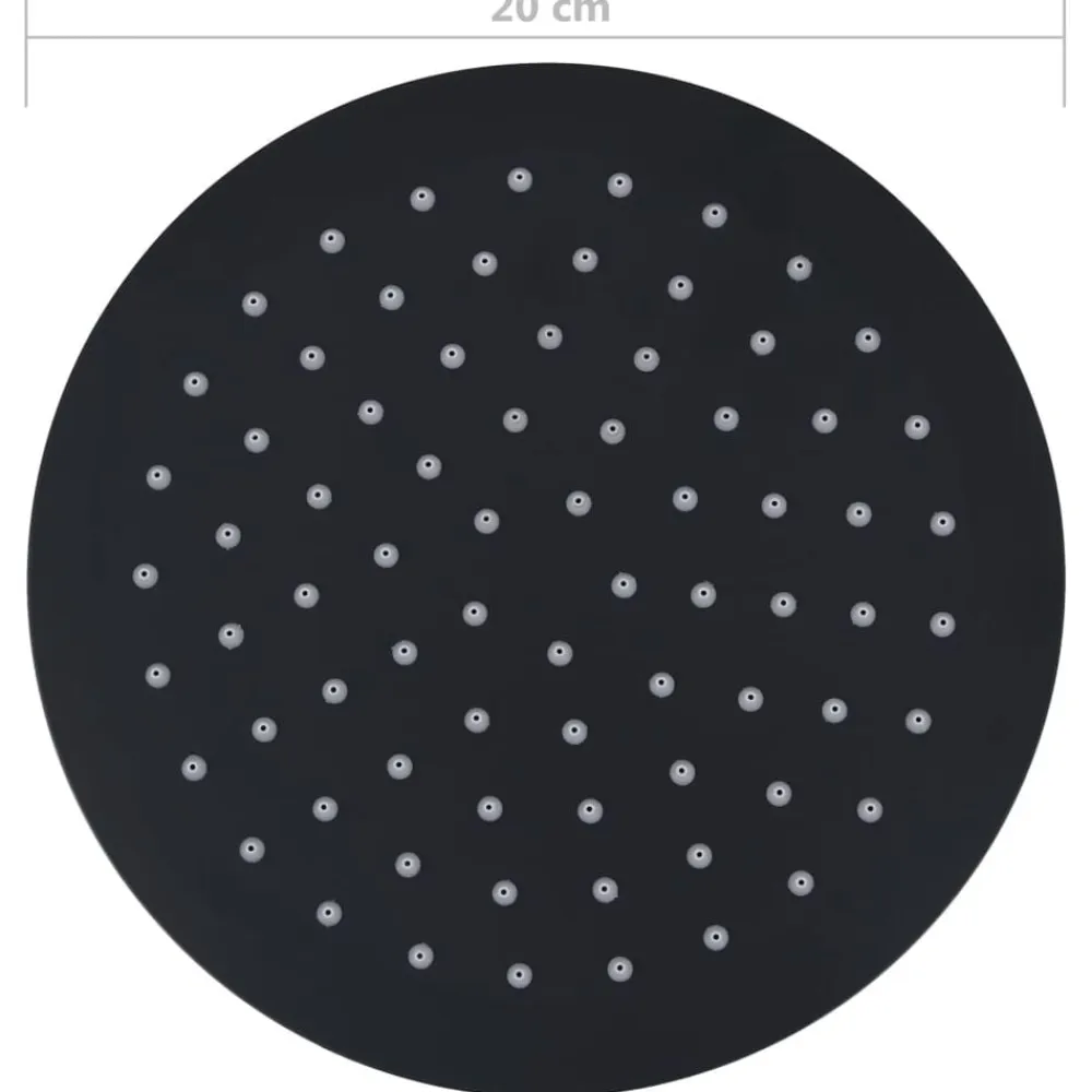vidaXL Cabezal de ducha efecto lluvia acero inox redondo 20 cm Negro Hot