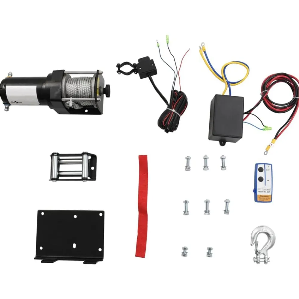 vidaXL Cabrestante eléctrico placa montaje guía de rodillo 12V 1360KG Clearance