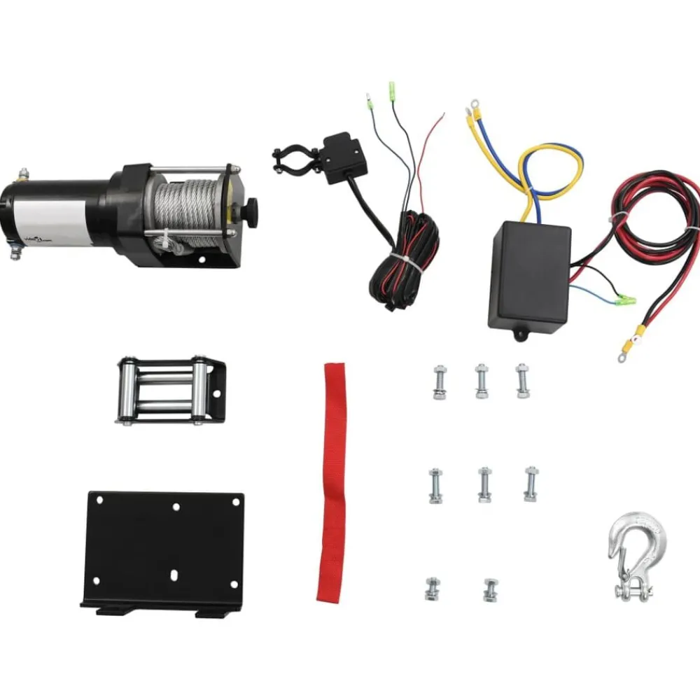 vidaXL Cabrestante eléctrico placa montaje guía de rodillo 12V 1360KG Outlet