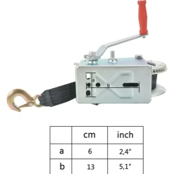 vidaXL Manipulación De Materiales-Cabrestante manual con correa 1587 kg