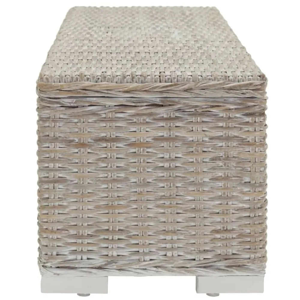 vidaXL Caja almacenaje madera caoba y ratán Kubu natural 110 cm Blanco Online